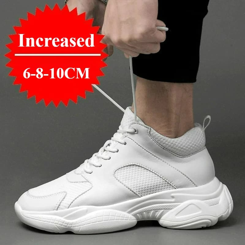 Sneakers da uomo traspiranti con rialzo, scarpe unisex antiscivolo con aumento di altezza, scarpe da corsa con plateau, scarpe da uomo alla moda con lacci