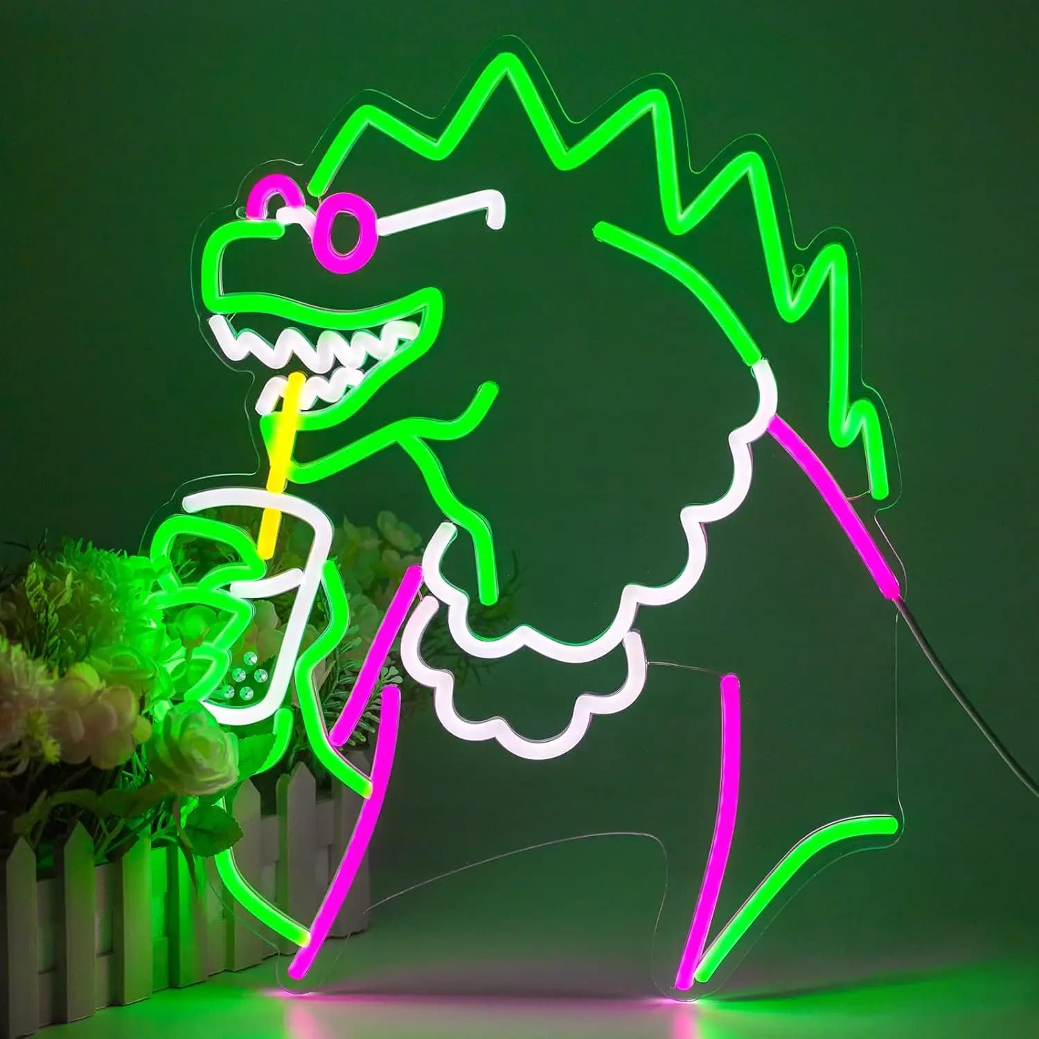 Divertente Insegna al Neon USB a Forma di Dinosauro, Luce LED al Neon per Garage, Sala Giochi, Bar, Festa, Club, Camera da Letto, Decorazione, Regalo, Luce da Parete Artistica