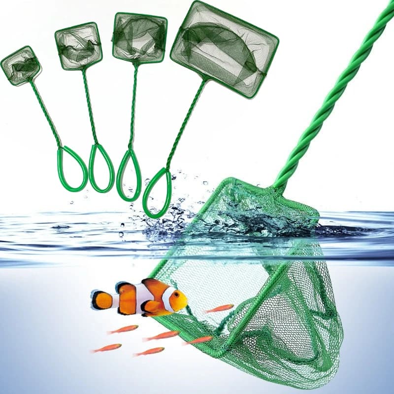 Rete da pesca con manico lungo da 3-10 pollici, accessori per acquario, rete per la raccolta di pesci, rete per la pulizia di oggetti galleggianti nel acquario