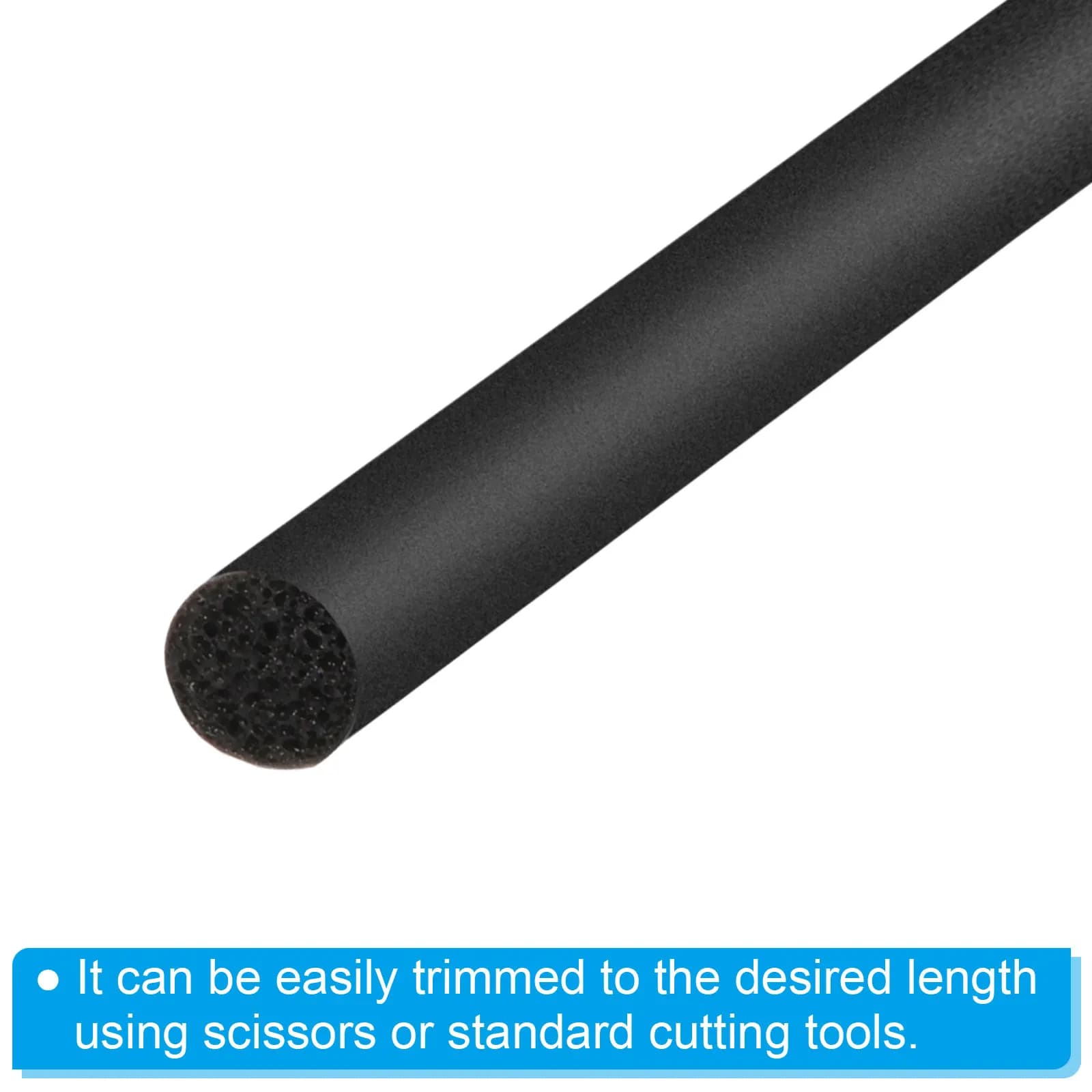 Uxcell Black Support Rod EPDM Mastice Crack Joint Filler Roll Seal Weather Strip for Spaces and Home Construction Joints
