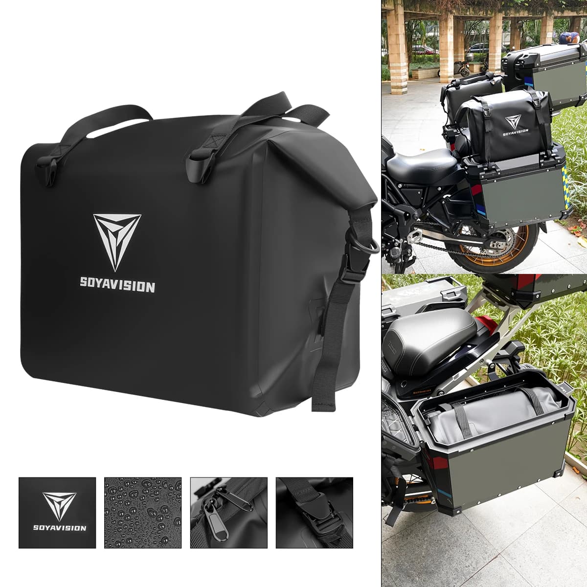 SOYAVISION Universal Motorcycle Rear Luggage Bag Tailbag Aluminium Trunk Liner Bag Toolbox Inner Pack For BMW R1300 R1200 ADV