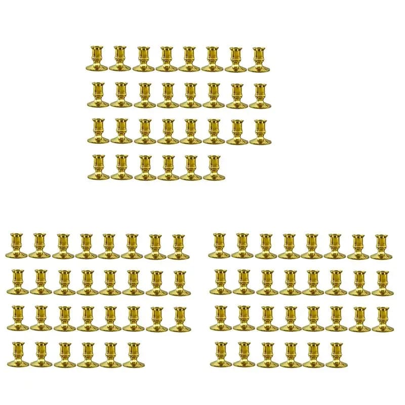 ABRB-90PCS Gold Pillar Candle Base Taper Candle Holder Candlestick Christmas Decor