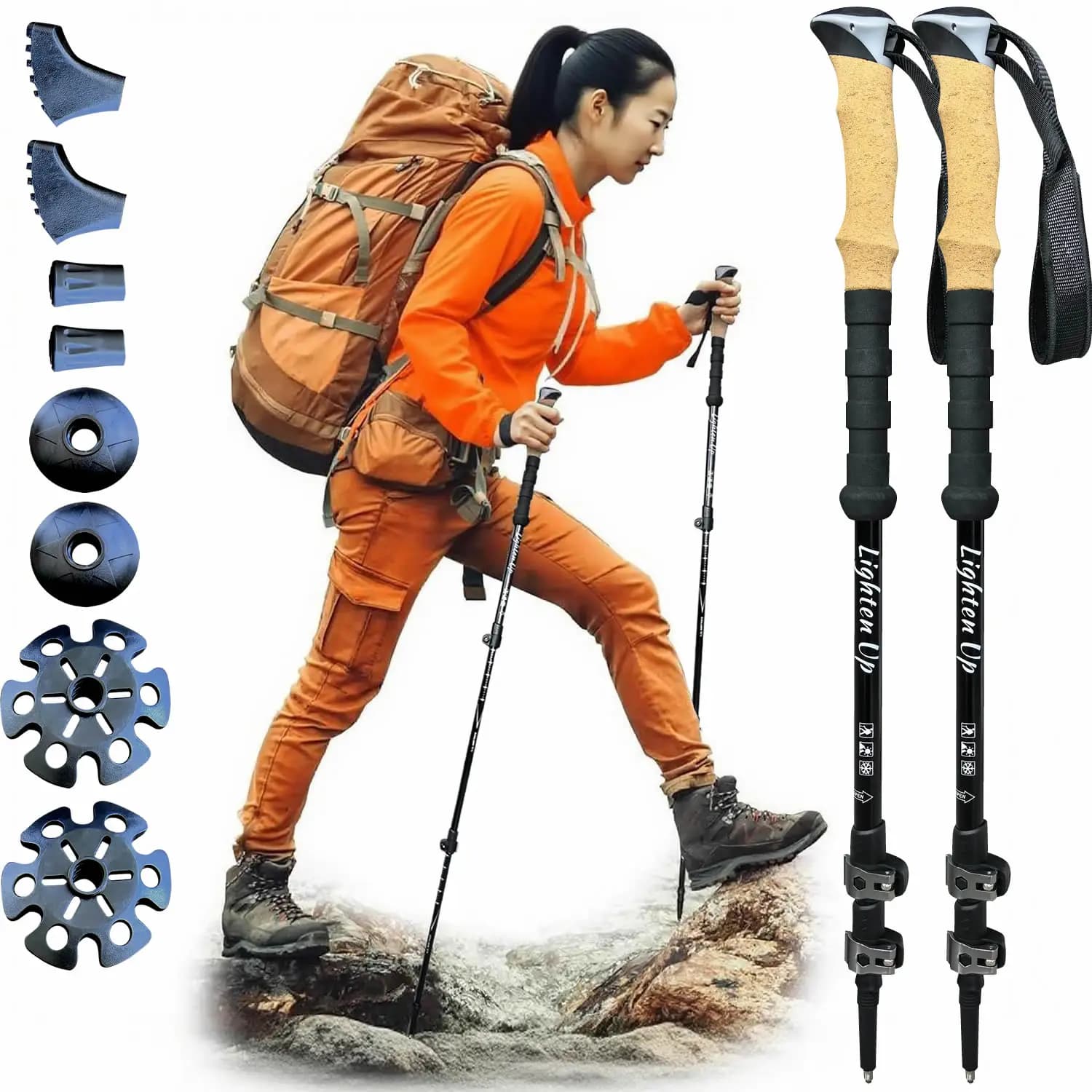 Bastone da Trekking Ultraleggero in Alluminio - Bastone Pieghevole per Nordic Walking con Borsa per il Trasporto, Opzioni da 1/2 Pezzi Disponibili
