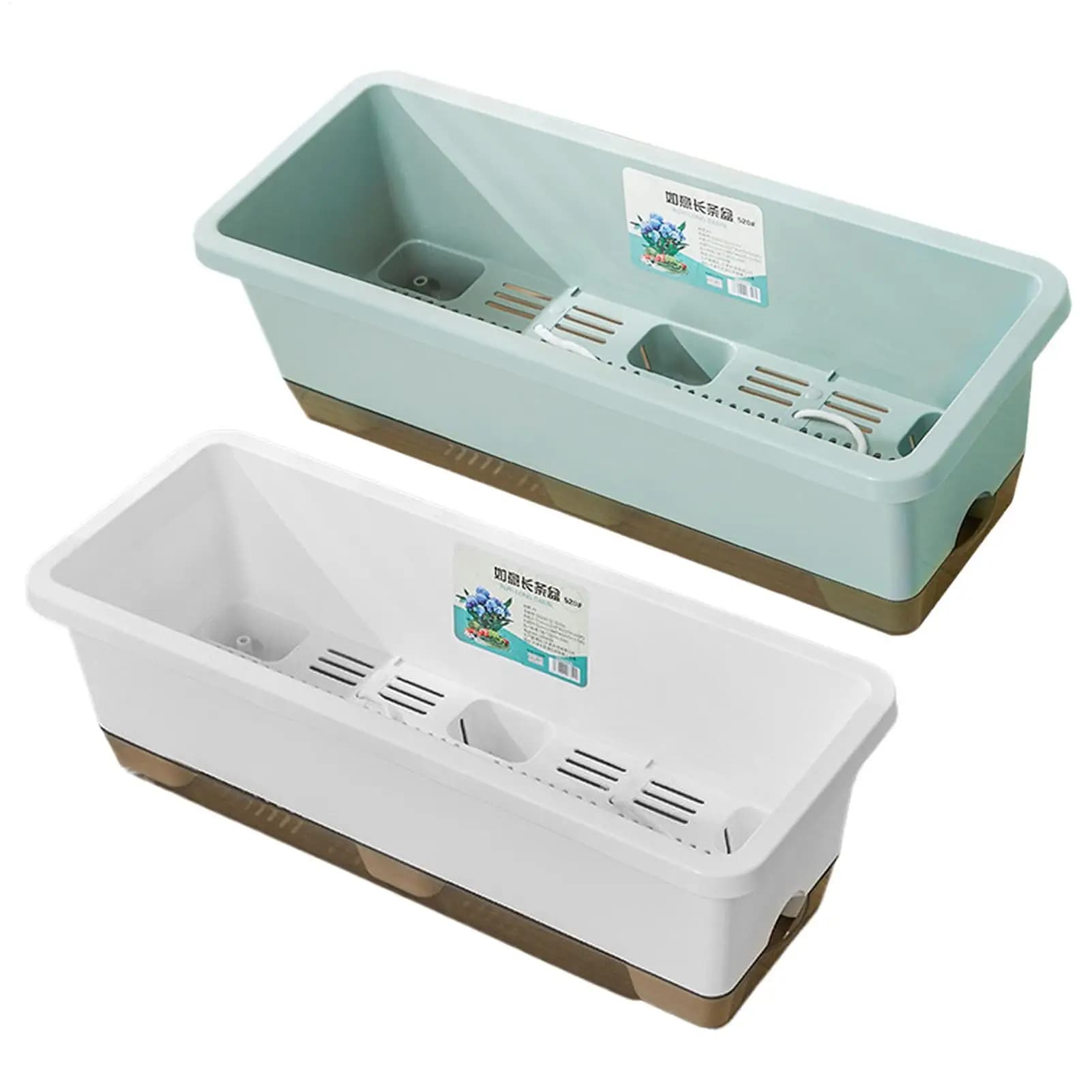 Bottom Watering Pots for Indoor Plants Rectangular Container Vegetable with Base Drainage Hole And Absorbent Rope Rectangular