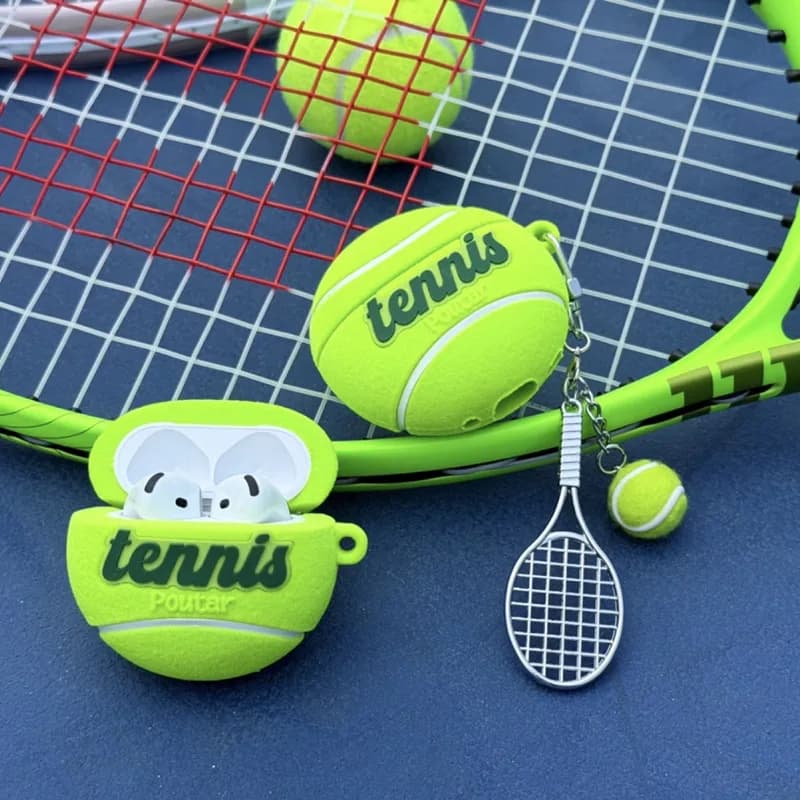 Flocked 3D Tennis Ball Earphone Cover Fit Apple AirPods 3 4 AirPods Pro 2 Shockproof Silicone Shell