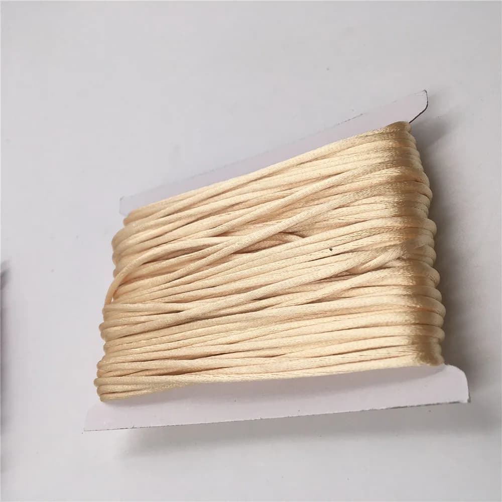 2mm Khaki Satin Cord Thread Macrame Chinese Knot Cord Bracelet Braided String DIY Tassels Beading Thread 20meters paper card
