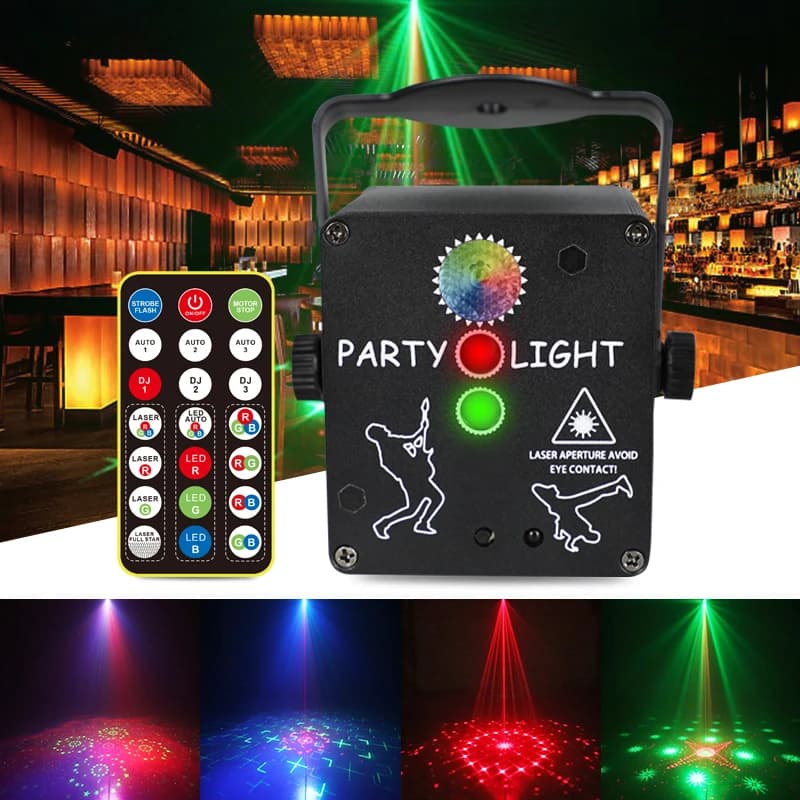 YSH Piazza Tre Fori Famiglia Mini Luci da Palcoscenico Bar Proiettore Laser Auto KTV Luci Stroboscopiche per Atmosfera Karaoke Colorato Portatile