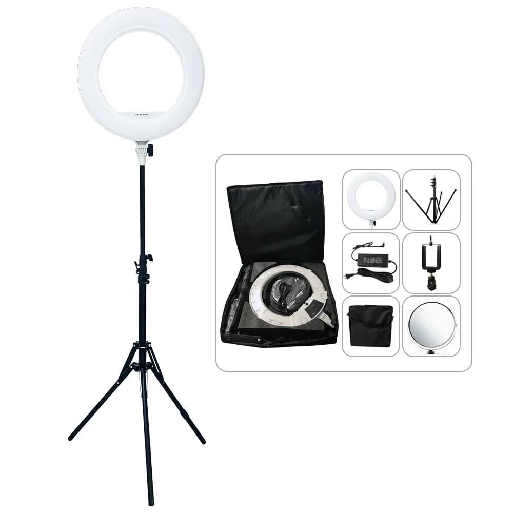 Yidoblo QS-480SII Lampada ad Anello per Fotografia 18" 480 LED; Luce Calda e Fredda Regolabile + Borsa + Treppiede