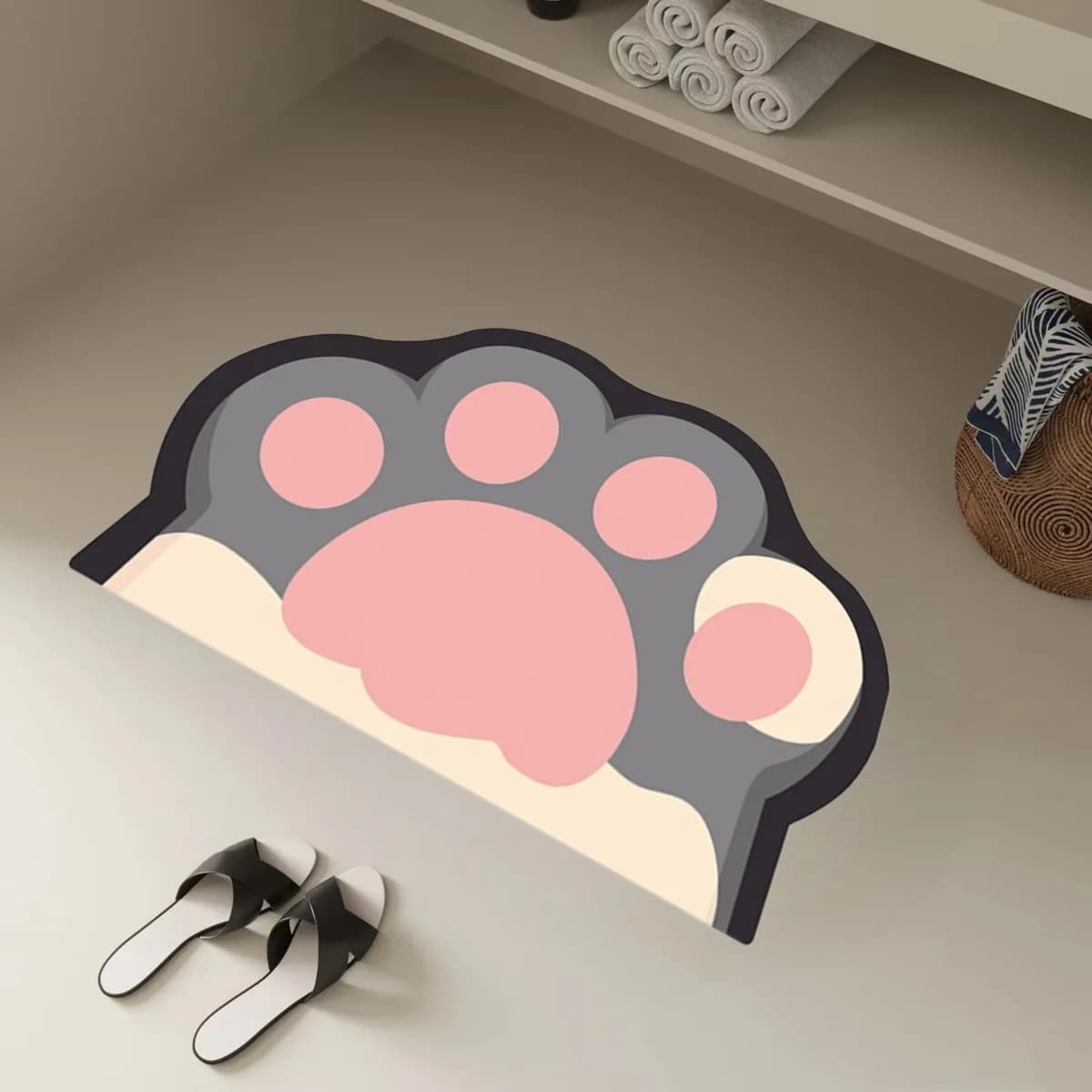 VIKAMA Adorabile Cartone Animato Zampa di Gatto Diatomite Tappetini da Bagno Assorbenti Antiscivolo Tappetini da Bagno Carino Ins Stile Decorazioni per la Casa