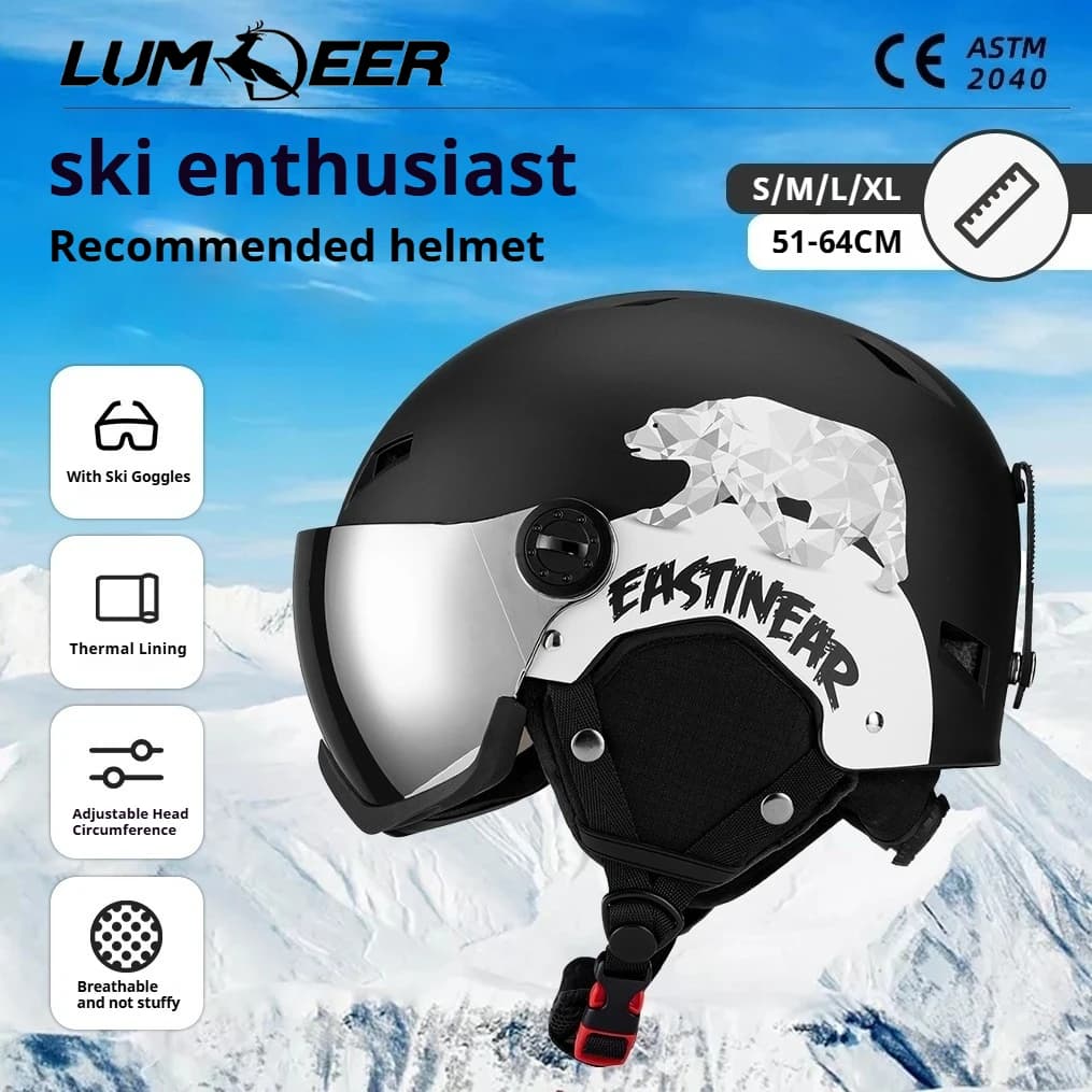 Casco da Sci Invernale LUMDEER Monopezzo Universale per Adulti, Casco da Neve per Pattinaggio, Sci, Snowboard, Sport all'Aperto 2026