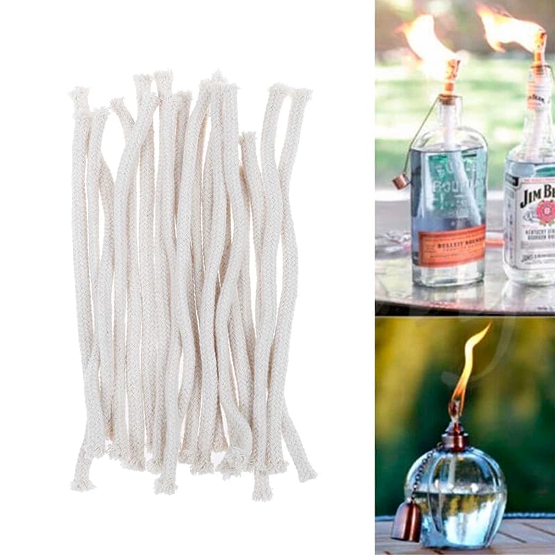 5 pezzi di filo di cotone stoppino alcol cherosene lampada a olio fai da te candela carburante 6 mm x 150 mm