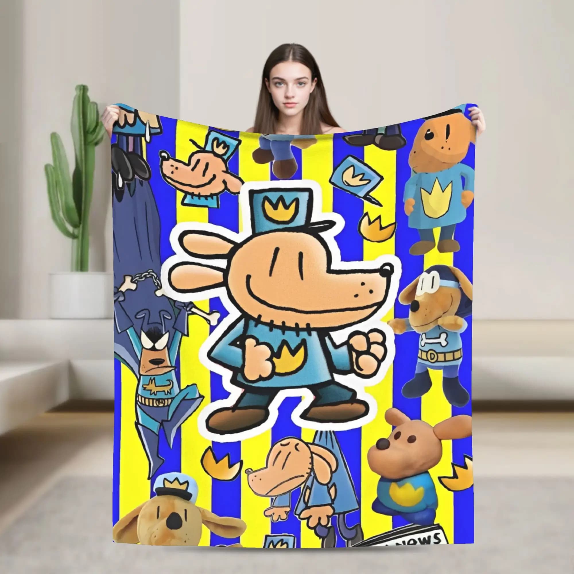 Dog Man Dogman And Friend Micro Blanket Soft For Couch Chair Sofa Bed Airplane Travel Flannel Bedspread Bed Cover