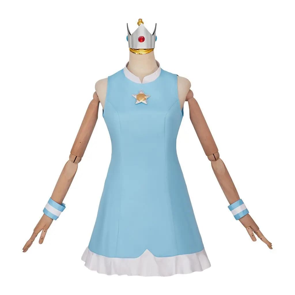 Princess Peach DY2025, Pink and Blue Sportswear, Tennis Peach, Outfit Cosplay, Sleeveless Dress with Crown for Halloween