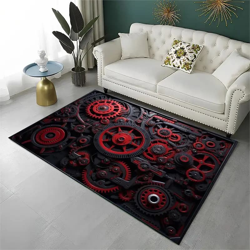 Retro Gears Mechanical Cogs Large Area Rug Non-slip Durable Carpet for Bedroom Living Room Sofa Doormat Home Decor Floor Mat