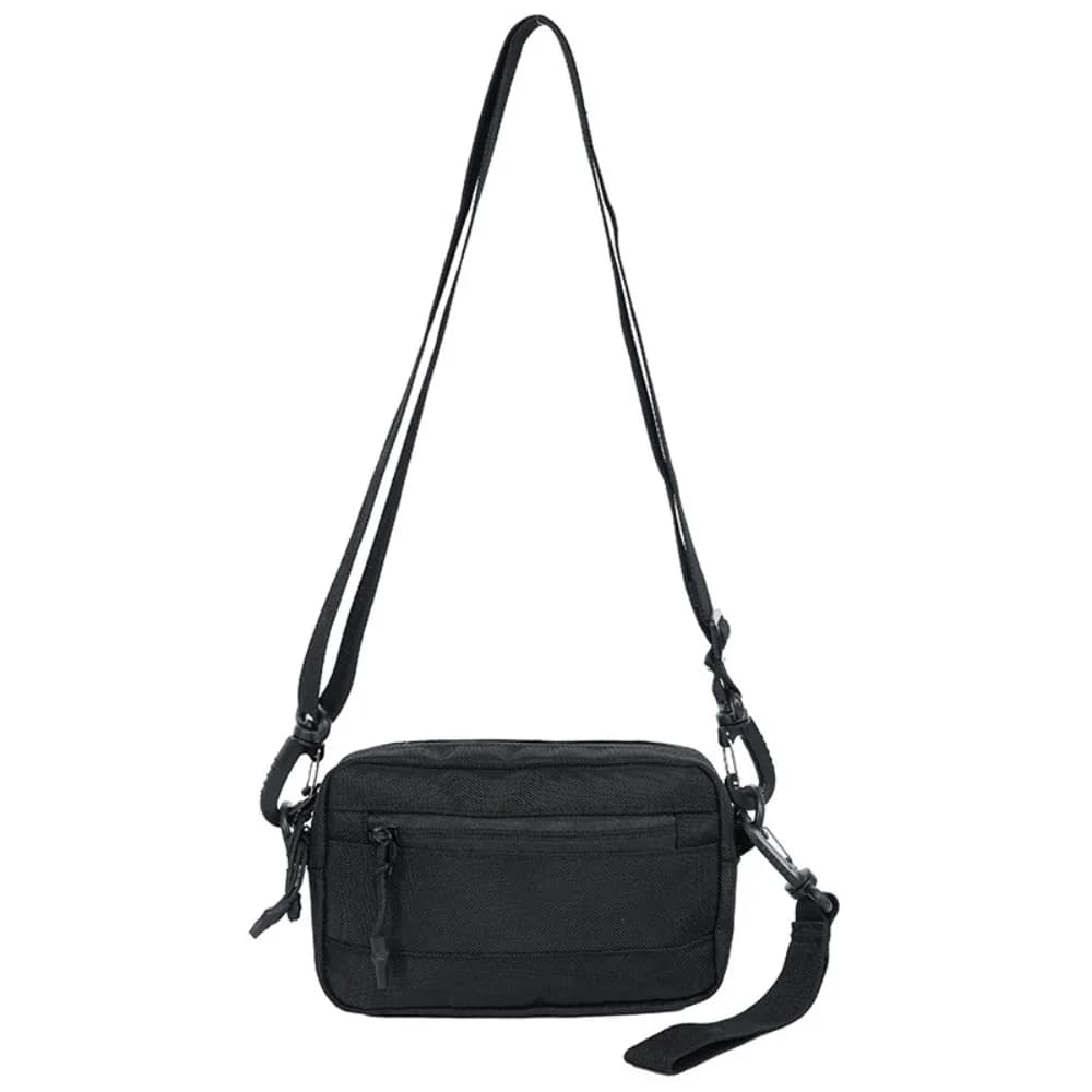 Fashion Square Nylon Crossbody Bag Lightweight Adjustable Single Shoulder Bag Black Large Capacity Messenger Bag Men