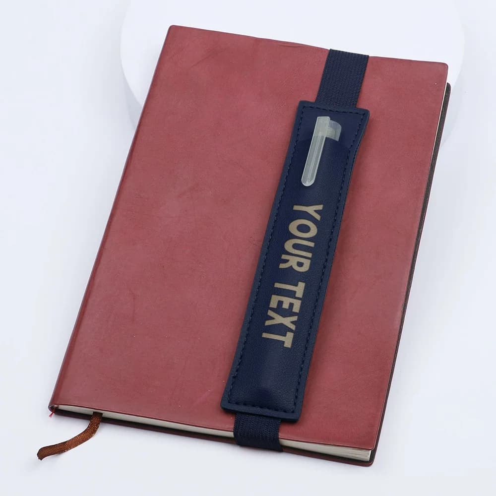1PC Custom PU Leather Pen Loop for Notebook,Personalized Elastic Pen Holder with Pen Slot, DIY Text Pen Clip for Journal Planner