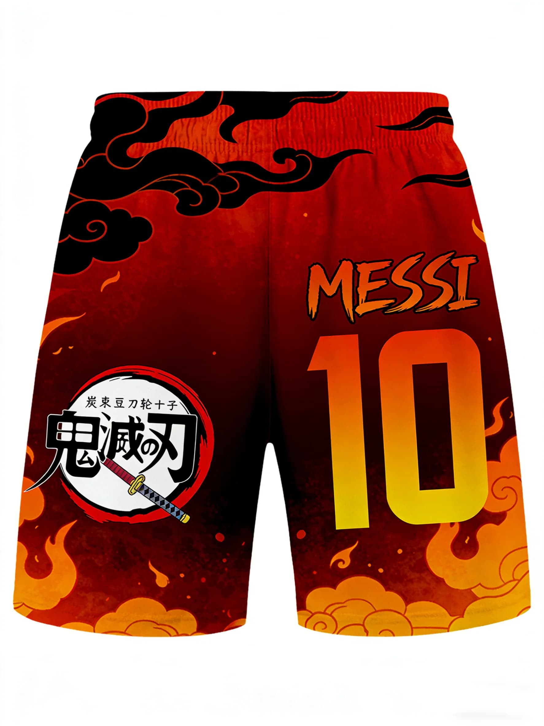 Pantaloni Estivi Demon Slayer Anime MESSI Y2K da Uomo, Pantaloni Sportivi da Calcio per Esterni, Pantaloni da Spiaggia ad Asciugatura Rapida, Pantaloncini Casual Larghi