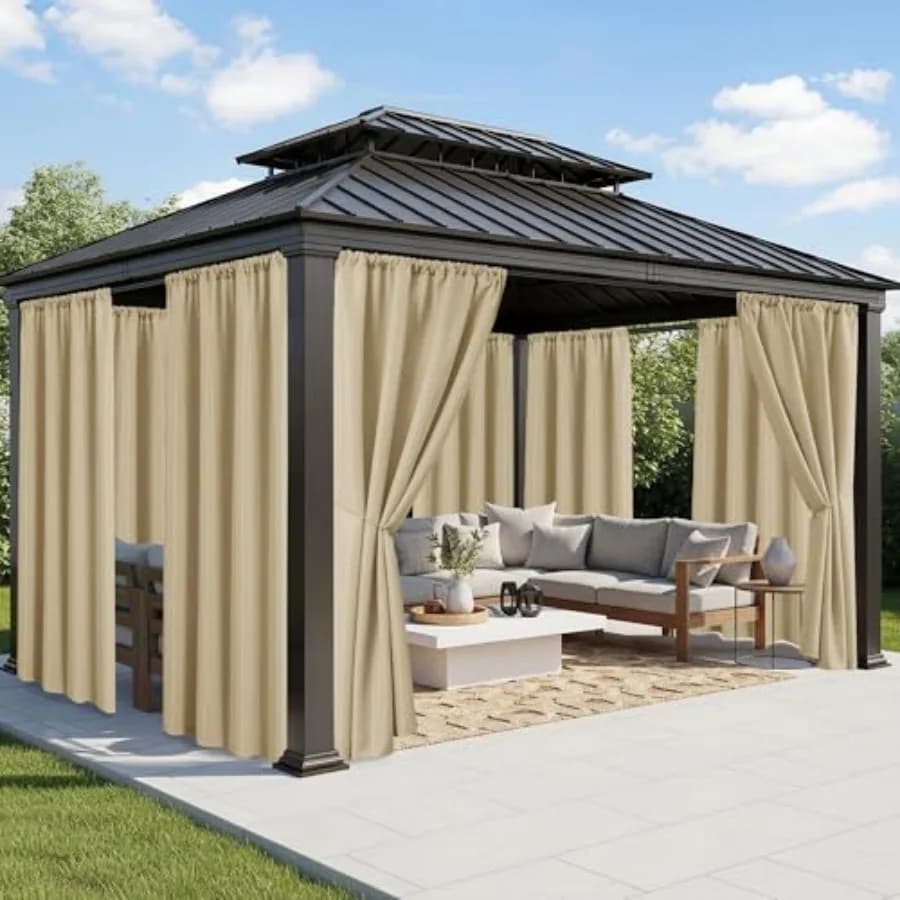 Tende da Esterno Impermeabili per Patio - 8 Pannelli Resistenti alle Intemperie con Tasca per Asta per Pergola, Gazebo, Portico