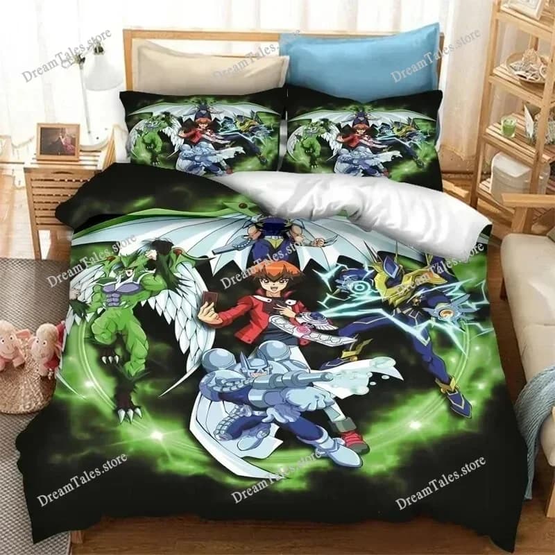 Set di Biancheria da Letto Anime Yu Gi Oh Duel Yugi Stampato in 3D per Ragazzi e Ragazze, Copripiumino e Federe per Letto Singolo e Matrimoniale, Tessile per Casa per Bambini e Adulti 369