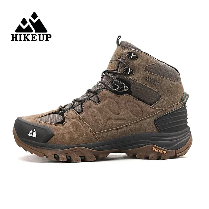 HIKEUP Scarponi da trekking alti da uomo Scarpe da esterno invernali Stringate antiscivolo Sport Casual Stivali da trekking Uomo Scarpe calde in pelle scamosciata