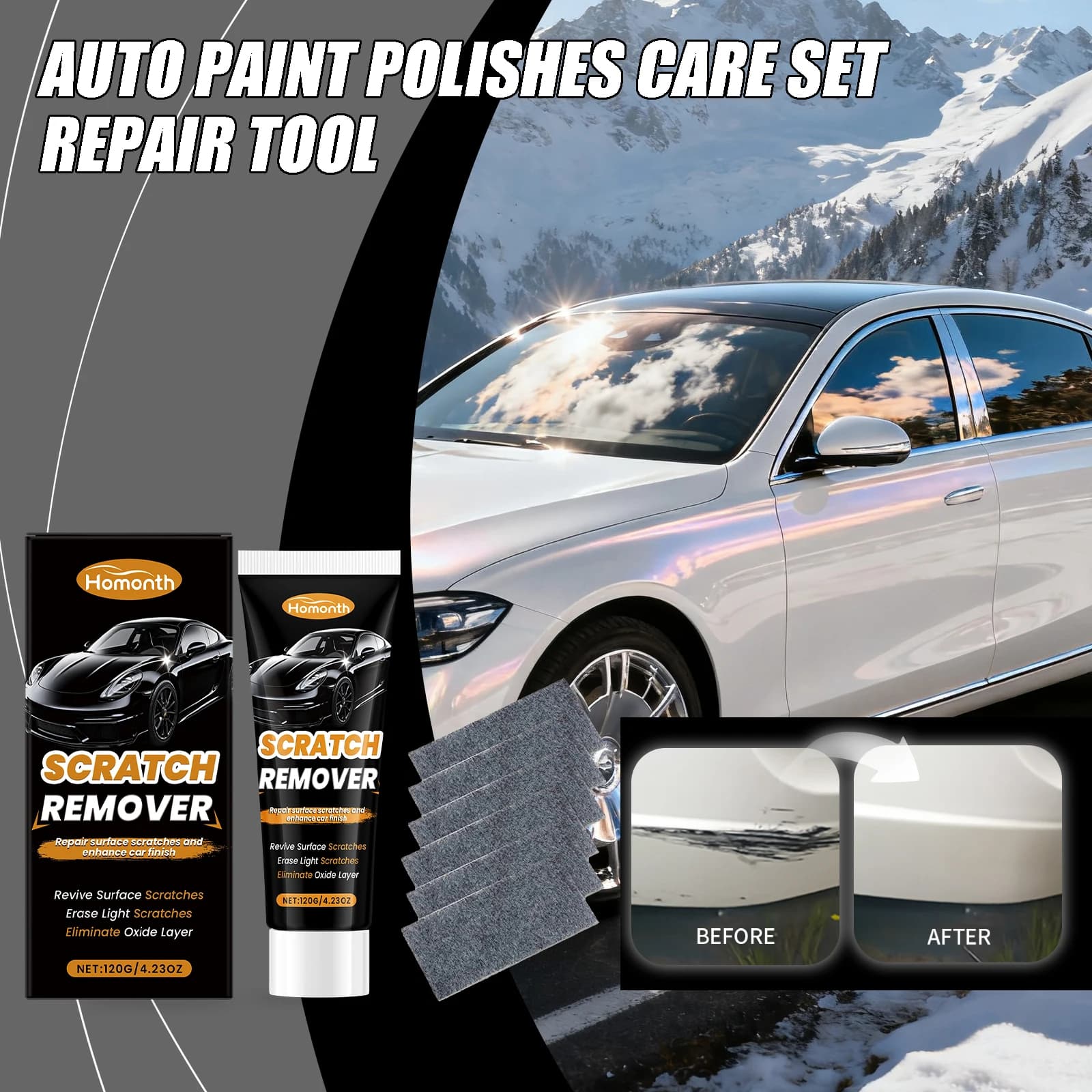 Removing scratches for car Repair scratches for car Abrasive wax paste Repair quickly scratches for car Polishers for car paints Set for car repair Tool