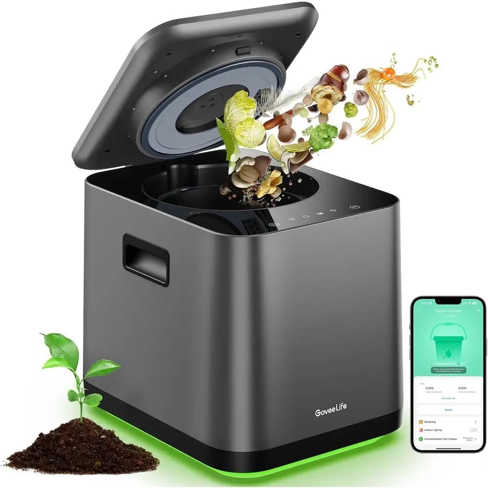 Composter Elettrico Potenziato: Contenitore Intelligente da Bancone per la Conversione di Rifiuti Alimentari in Fertilizzante, Inodore e Silenzioso