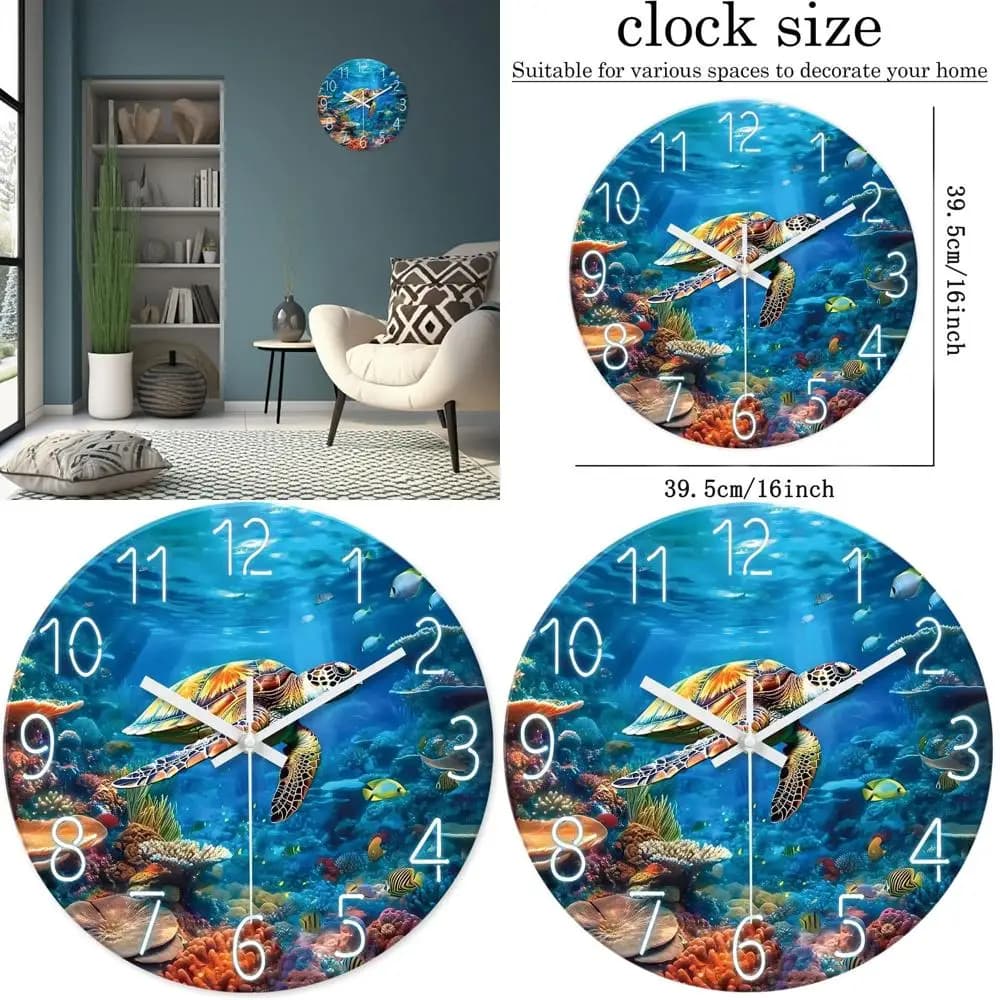 Watch from Silent Wall to Oceanic Theme Battery from 16 Inchs for Living Room Furniture