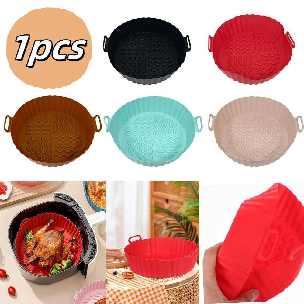 1 pcs Air Frying Silicone Frying Machine Reusable Pizza Cooking Oven Tray Rolling Machine For Chicken Grid Cake Cake Cooking Accessories