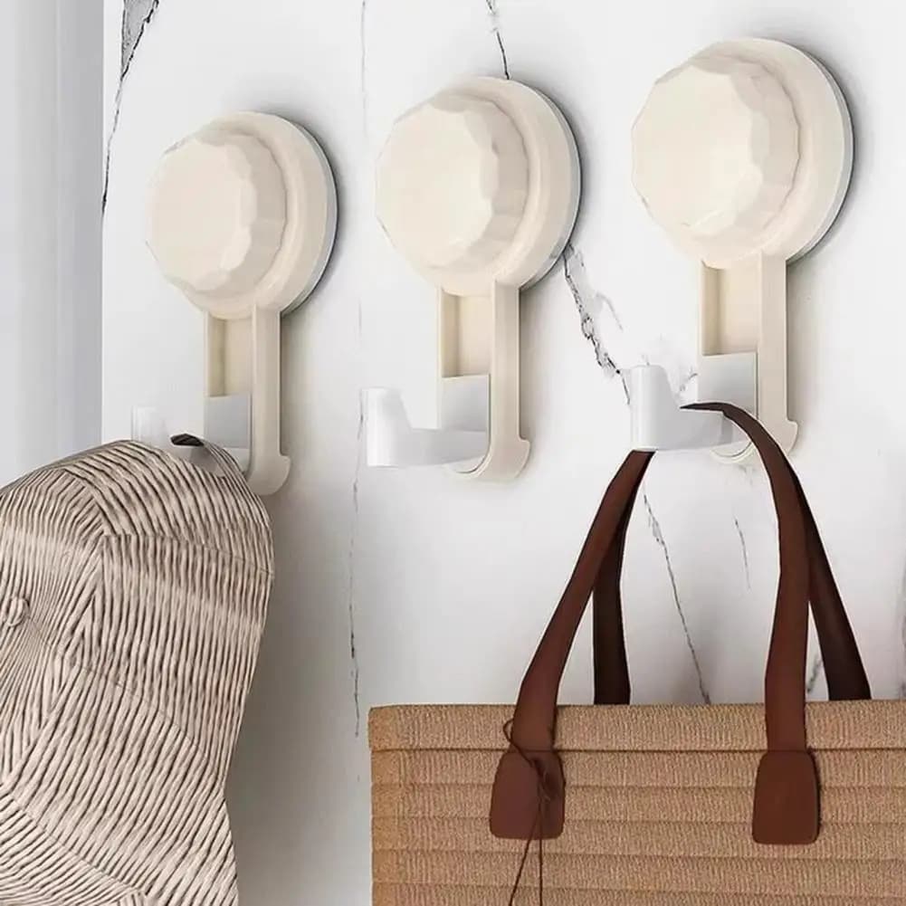Kitchen suction hook, rotating suction hook with vacuum block, durable adhesive hook without drilling, waterproof bathroom