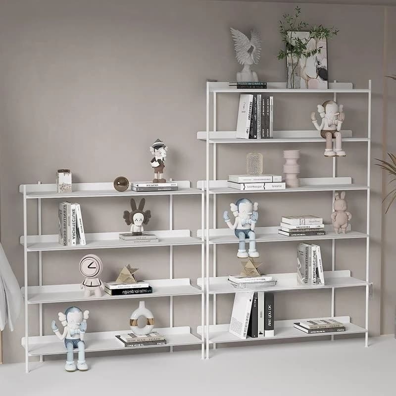 Libreria in ferro battuto di lusso in stile nordico, semplice scaffale da terra, espositore per ufficio e casa