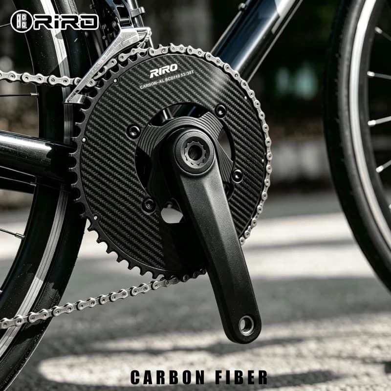 Corona per Bicicletta RIRO 110BCD in Fibra di Carbonio, Ultraleggera per Bici da Strada, Compatibile con R7000/R8000/R9100/R8100/R7100/R9200