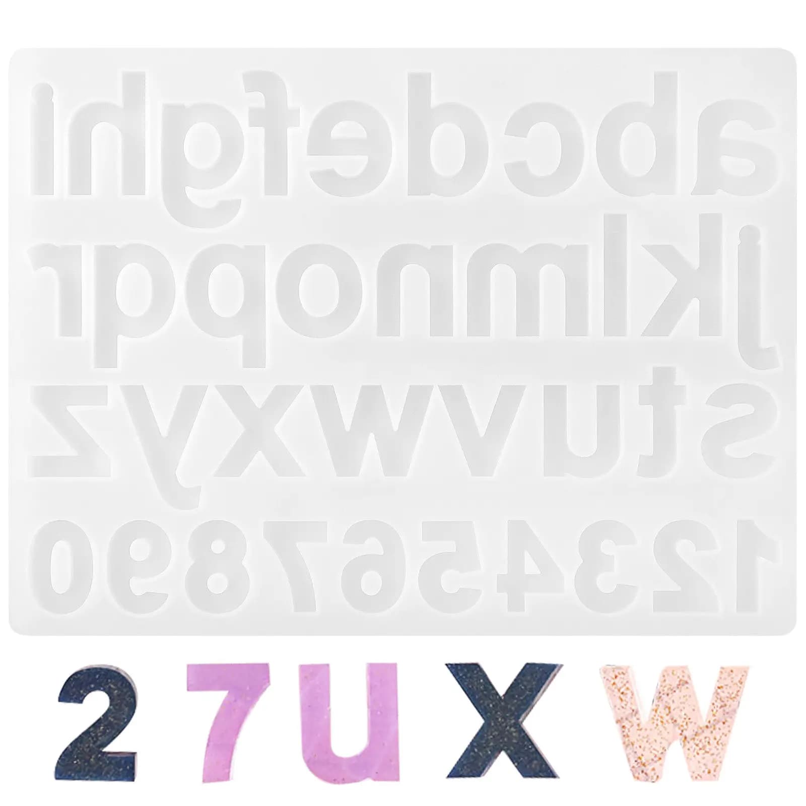 Stampo in Silicone per Lettere e Numeri, 1 Pezzo, per Creazione di Gioielli in Resina Epossidica, Antiaderente, per Torte, Cioccolato, Ghiaccio