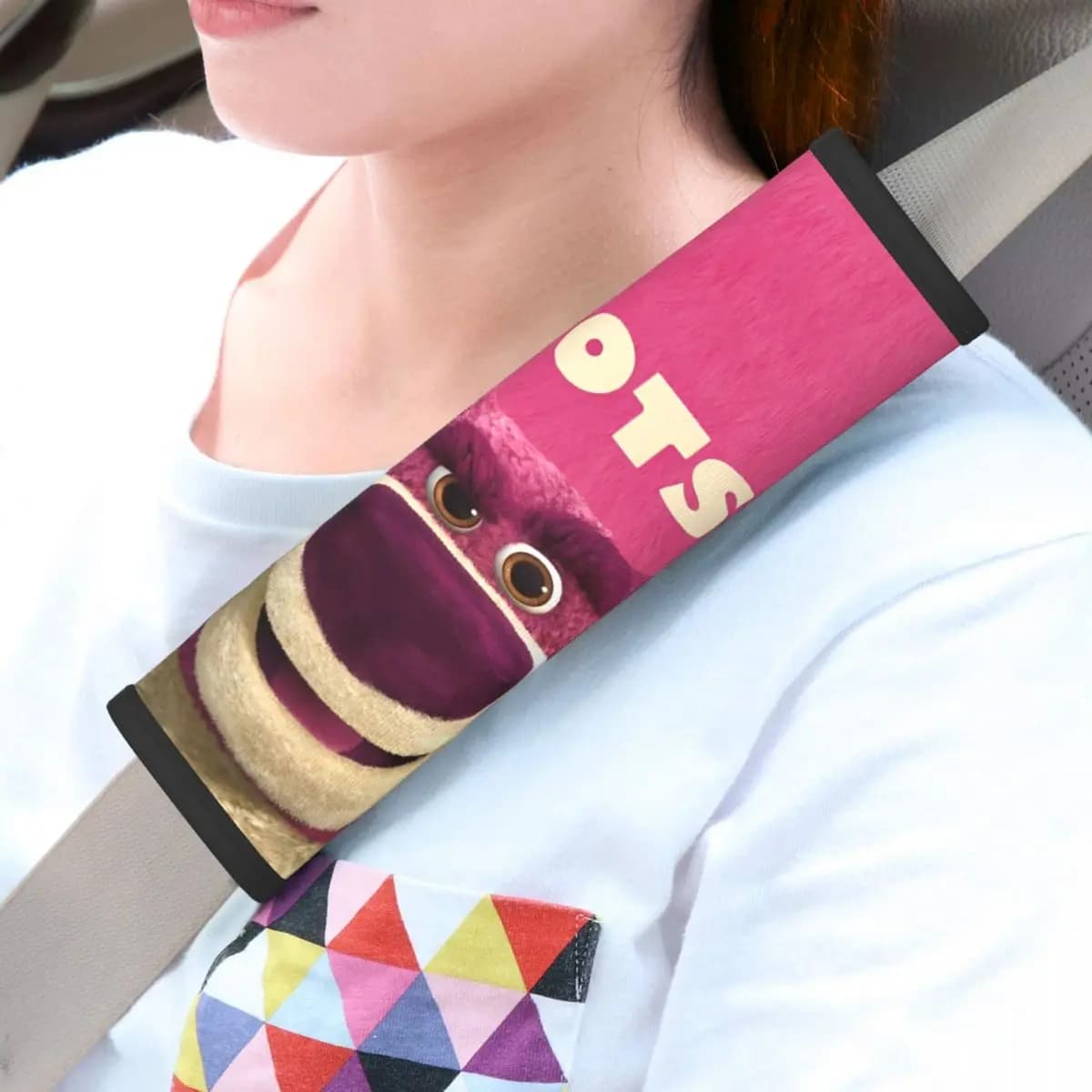 Pack of 2 car seat belt bearings Lotso Pink Bear for interior car accessories Safety belt shoulder cover