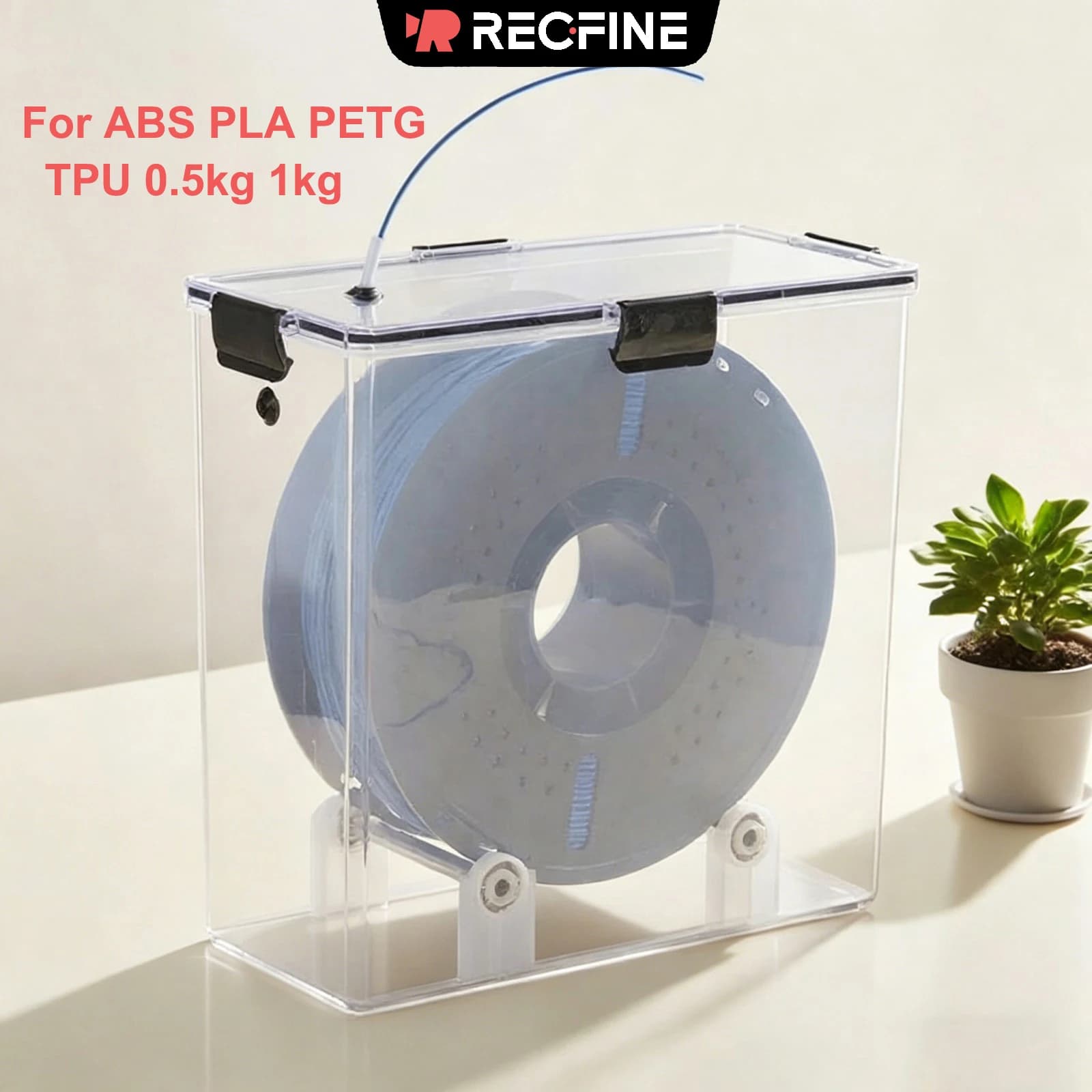 Transparent Airtight Dry Storage Box for 3D Printer Filament Moisture Proof Fits ABS PLA PETG TPU 0.5kg 1kg Spools