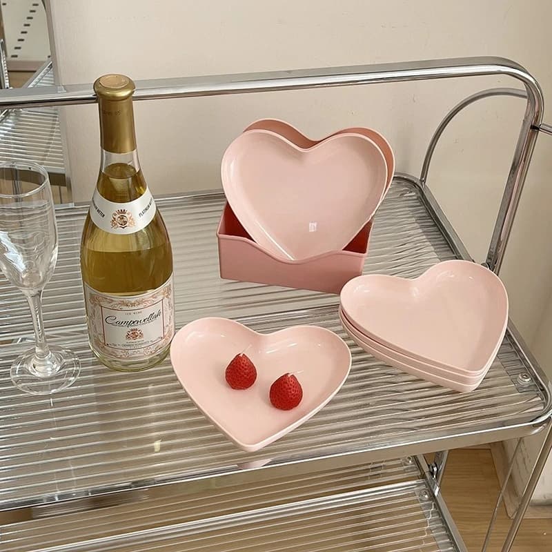 5 pz/1 set piatti a forma di cuore piatto torta creativo con vassoio piatto di osso frutta secca piatto di snack piatto di caramelle contenitore piatti di snack