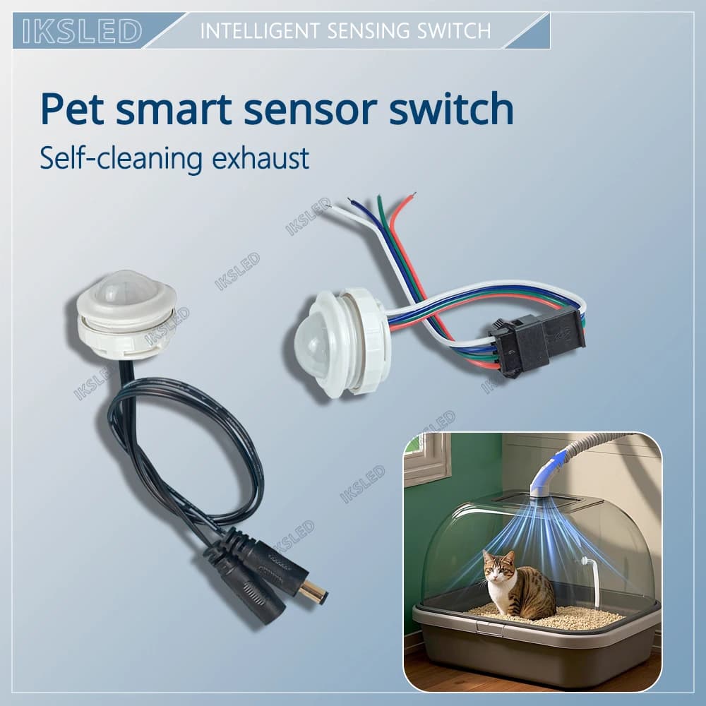 DC5-24V interruttore di rilevamento a infrarossi rilevamento animali domestici lettiera per gatti sistema di aria fresca ventola di scarico deodorizzazione automatica intelligente
