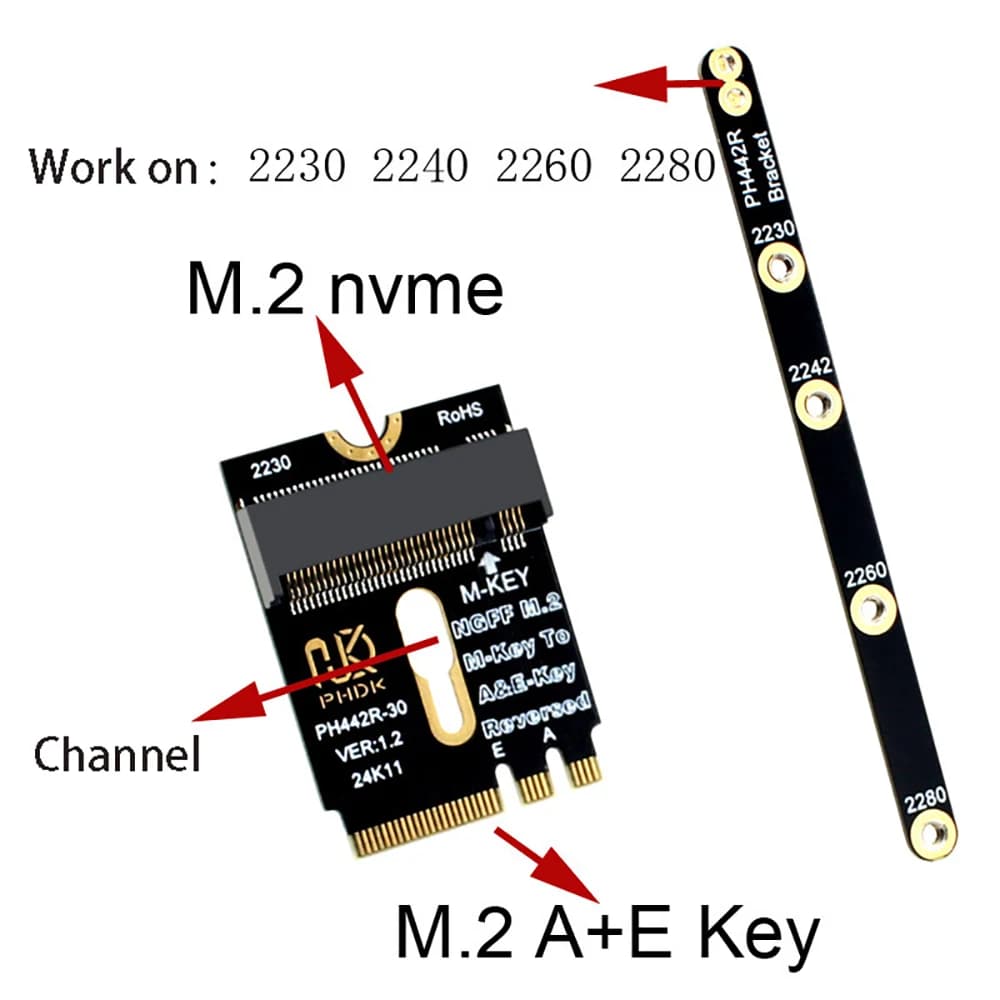 Adattatore WiFi M.2, Scheda di Estensione M.2 NVME A+E a M-key per Convertitore PCIe 4.0 a M.2 NVME per Moduli WiFi/WWAN/LTE