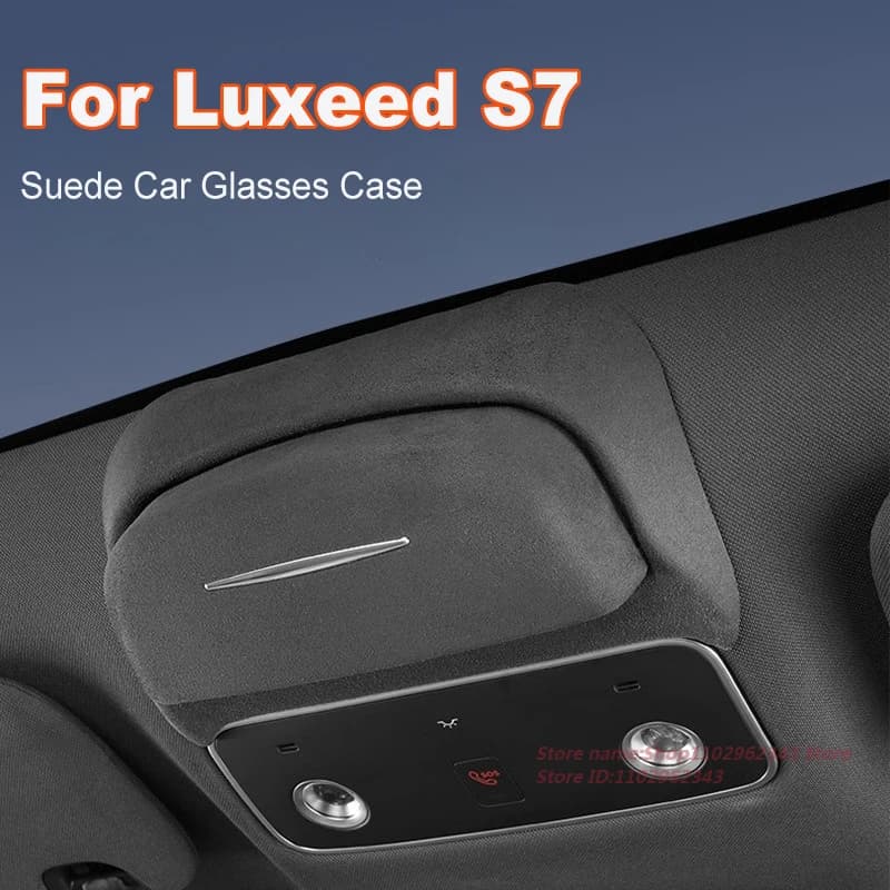 Per Luxeed S7 Custodia multifunzionale per occhiali da sole per auto in pelle scamosciata Custodia protettiva per tetto con clip per modifica interna