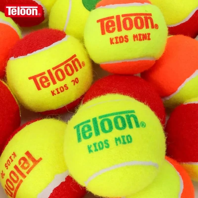Pallone da allenamento per tennis morbido per bambini Teloon, guscio in feltro, rivestimento in gomma, design a bassa pressione, resistente all'usura e durevole