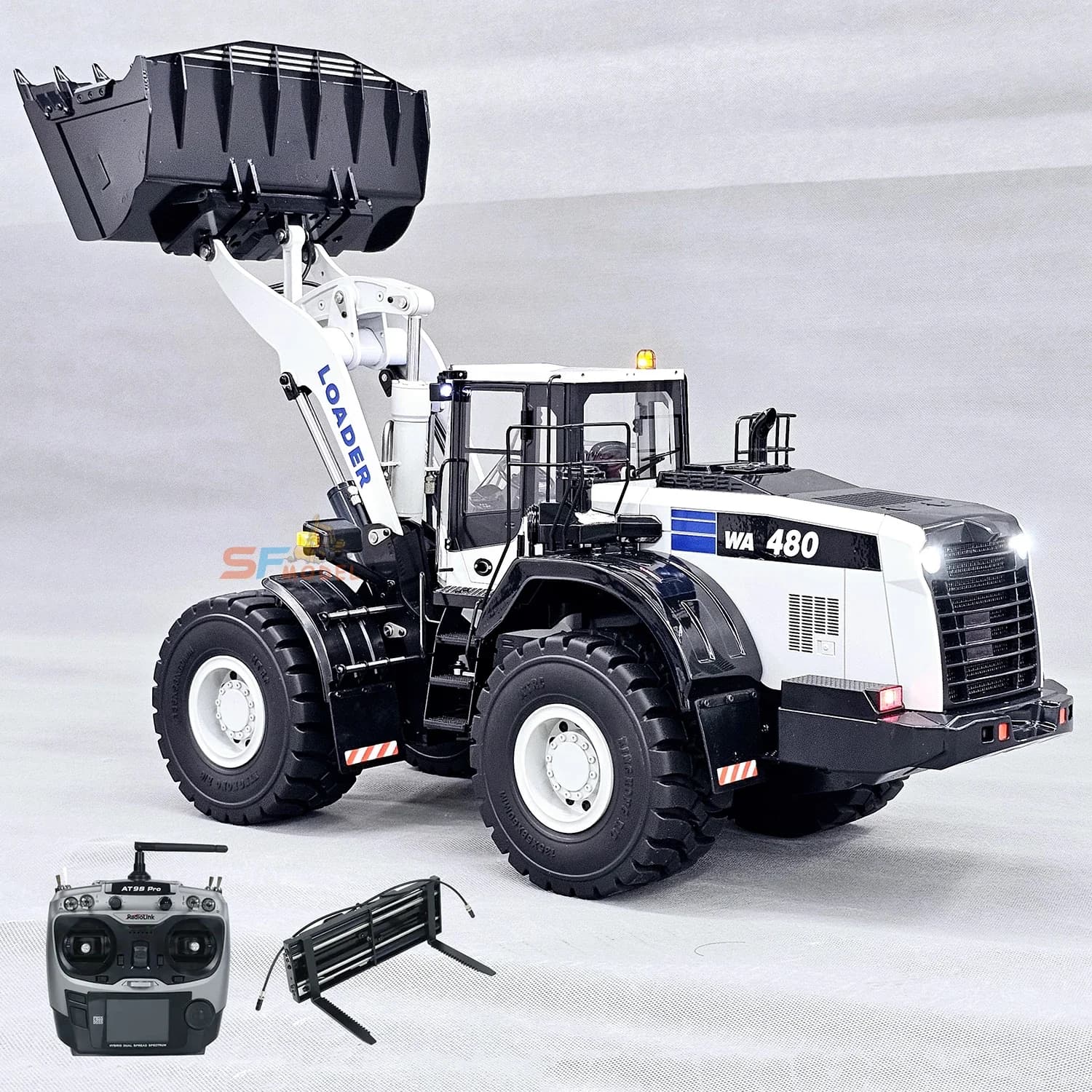 1/14 WA480 RC Caricatore idraulico Modello in metallo RTR Caricatore di ingegneria con sistema luminoso e audio Auto telecomandata Giocattolo per adulti