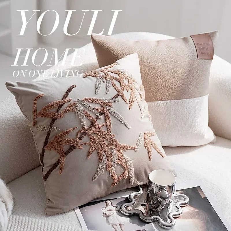 Velvet embroidered pillow cover, pillowcase for sofa, living room, home decorations, 45x45 pillow lining