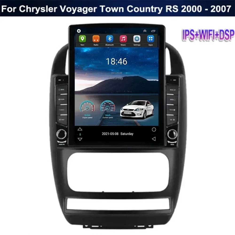For Dodge Caravan 4 For Chrysler Voyager RG RS Town & Country RS 2000-2007 Tesla Style Android 13 Autoradio Mutimedia