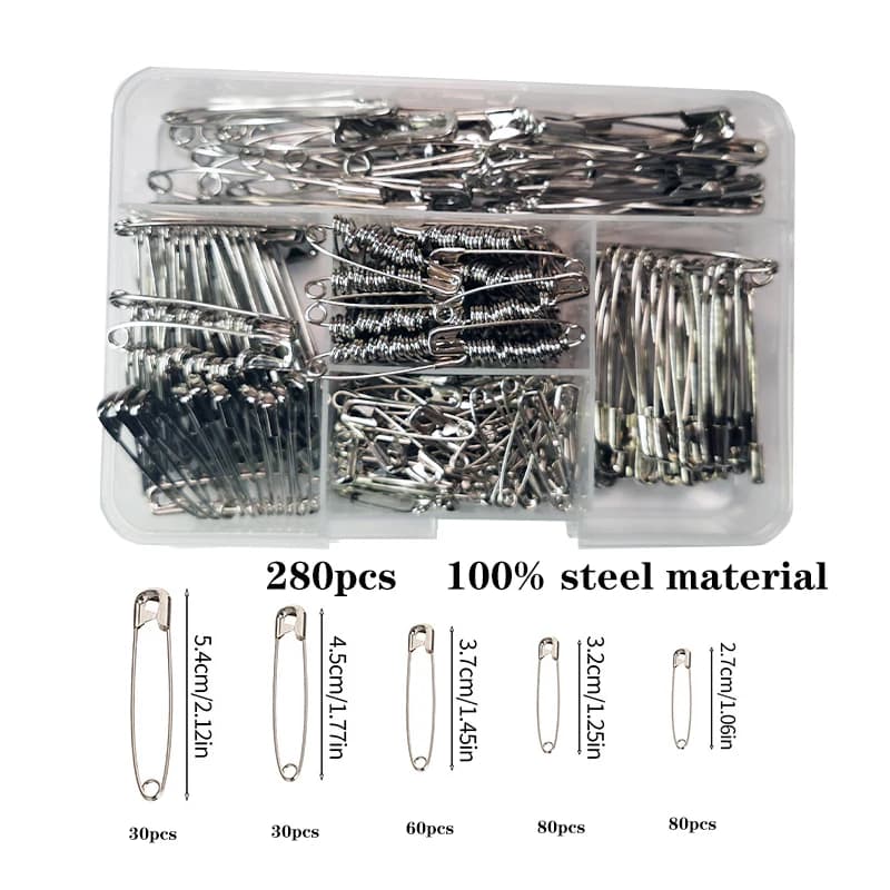 Set da 280 pezzi di spille da balia, spille antiruggine argento, utilizzate per spille con bordi affilati in abbigliamento, cucito e artigianato