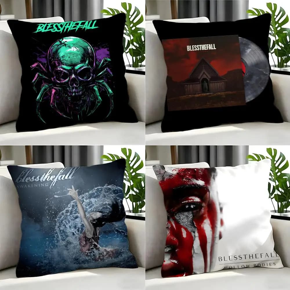 Band Blessthefall Set di fodere per cuscini, 4 pezzi, 50x50 45x45 40x40, federe decorative per divano, decorazioni per la casa