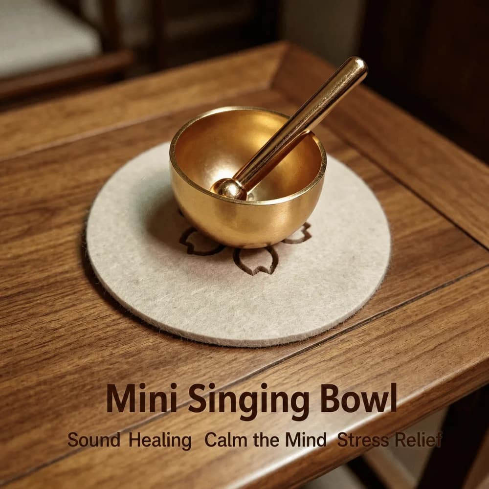 Mini Singing Bowl Set Handmade Relaxing Sound Meditation Sound Bowl Brass with Mallet and Ball Copper Chant Bowl for Sound