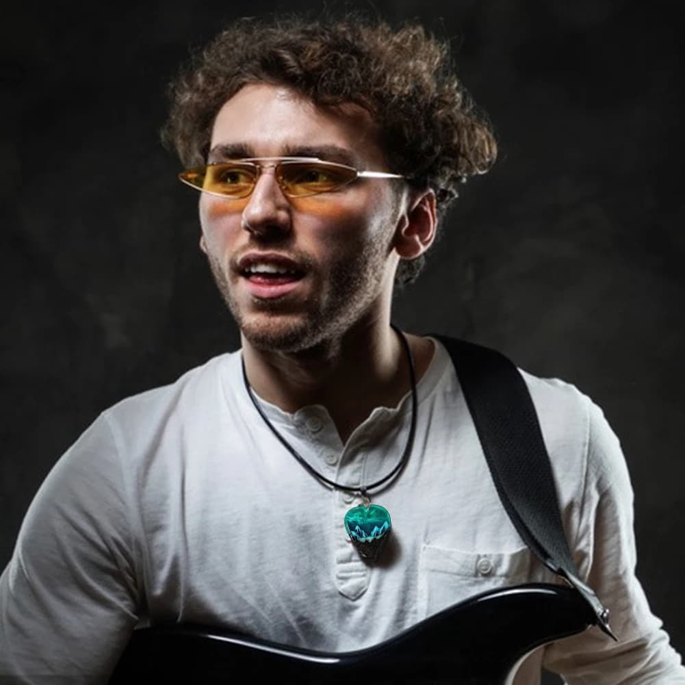 Plettri per Chitarra Elettrica in Resina Epossidica, Collana Aurora Boreale, Ciondolo Creativo, Regali per Musicisti