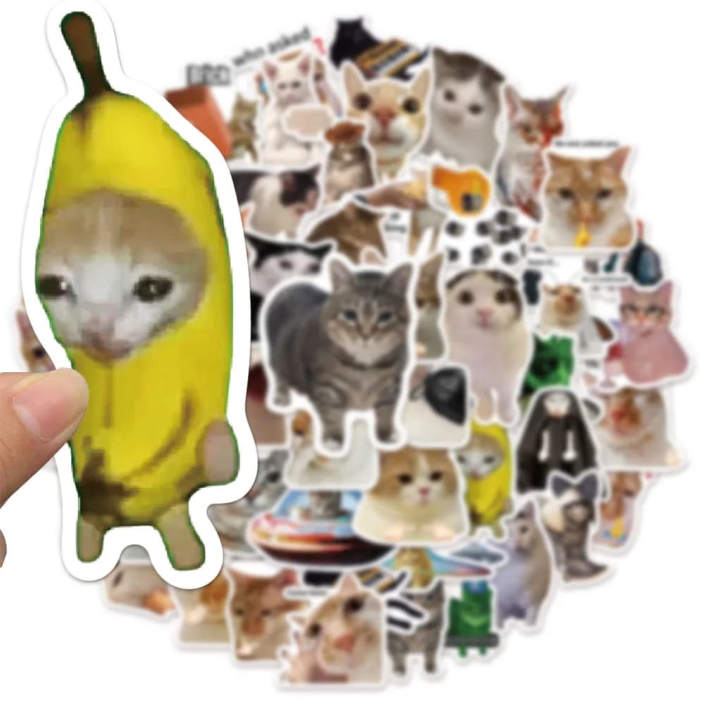 50/100 pcs popular creative network collection of cat memes handmade graffiti stickers diy stickers skateboard cup water