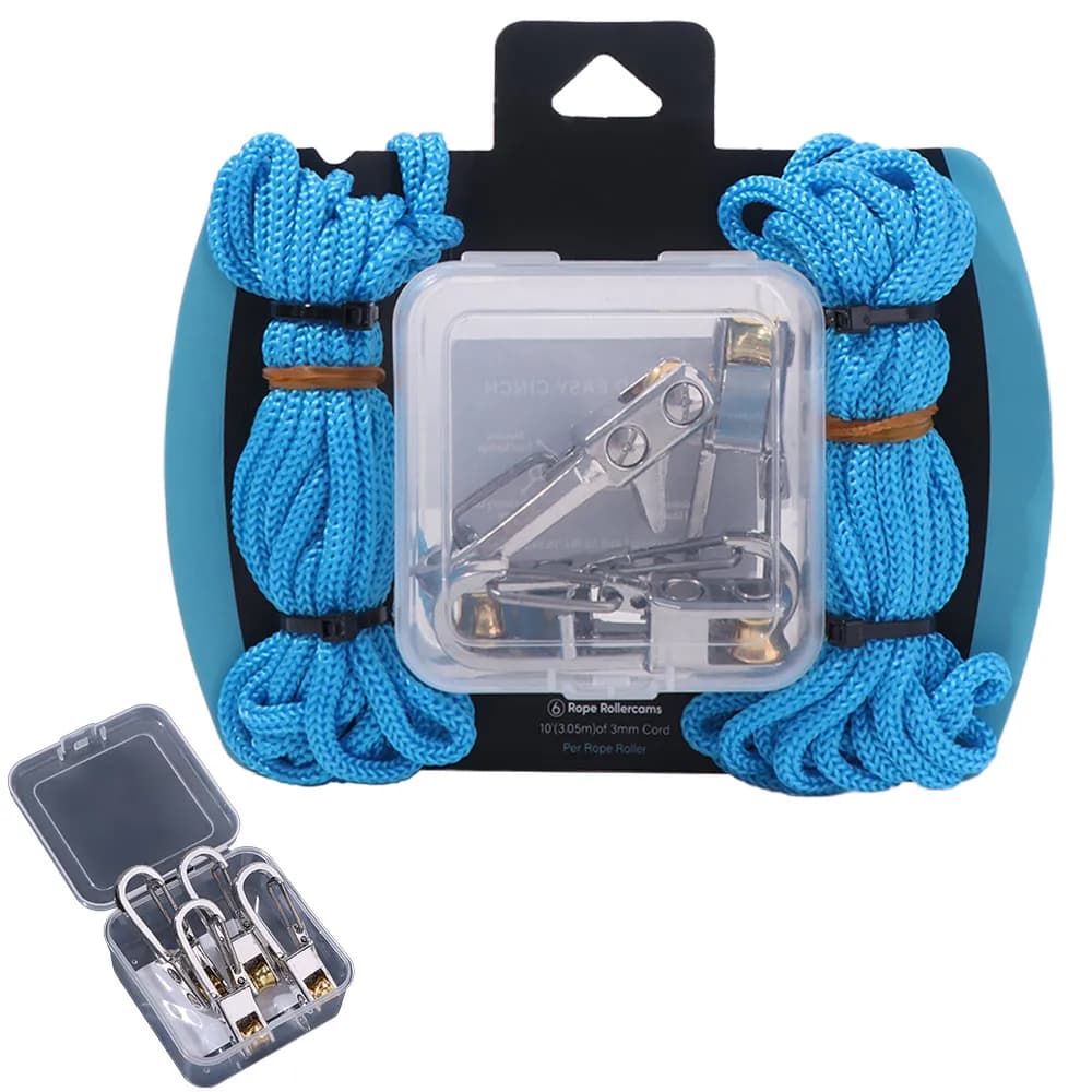 Corda con fibbia di bloccaggio portatile con tenditore a rullo 6 ganci Corda di legare antiscivolo Regolazione rapida Estrattore per cavi di facile utilizzo per esterni