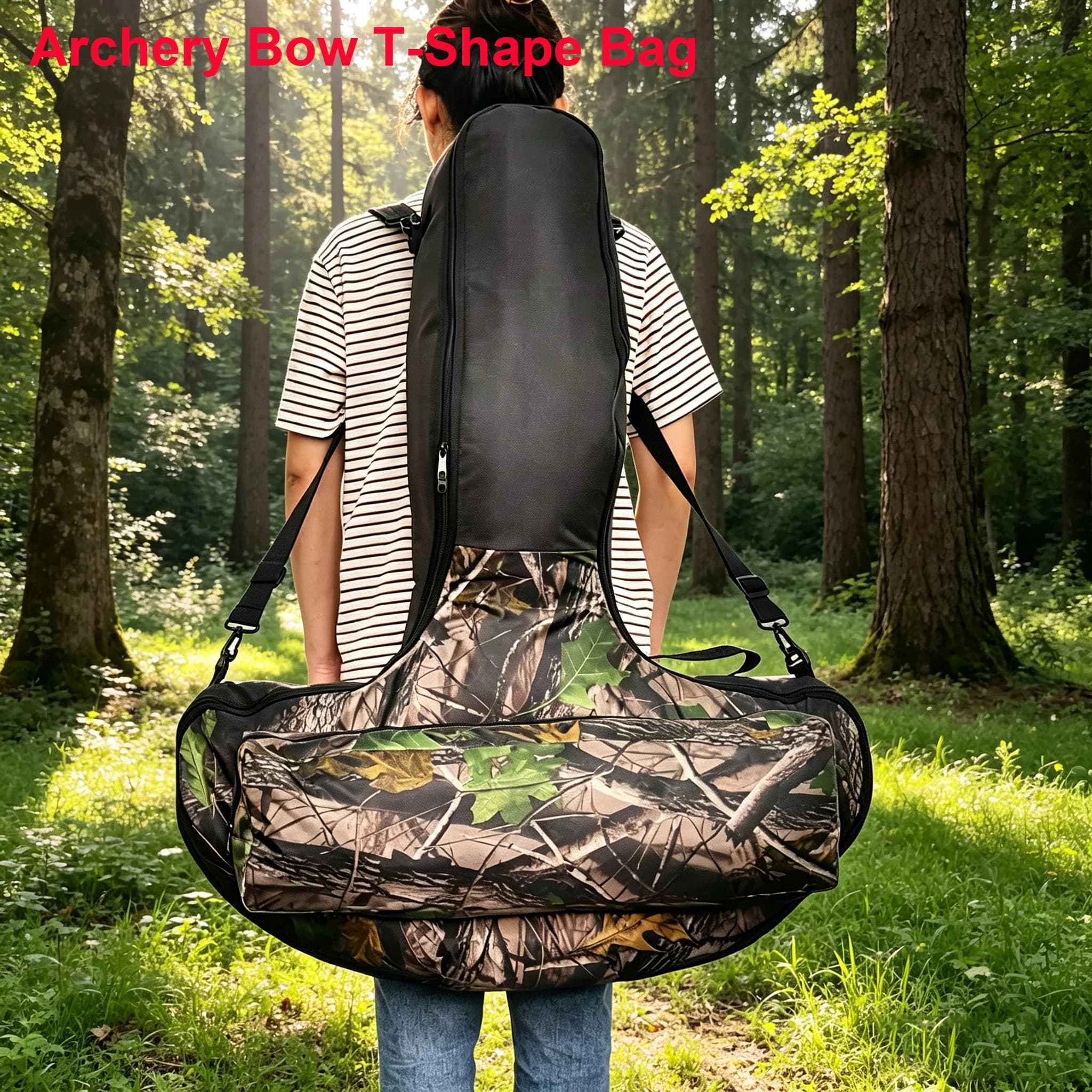 Hunting Archery Bow T-Shape Bag Crossbow Case Organizer Easy Carrying Oxford Cloth for Sports And Outdoors
