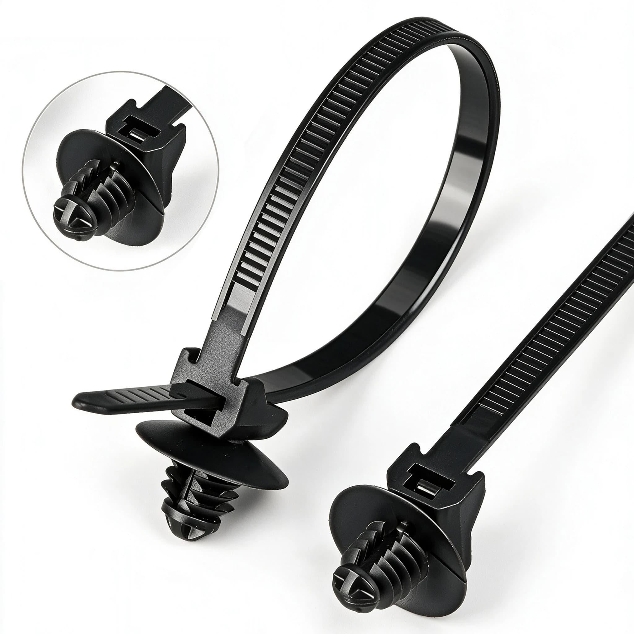 10-40pcs Nylon Cable Ties Self Locking Threaded Head Zip Tie Universal Car Wire Harness Organizer Auto Wiring Fix Repair Tools